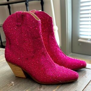 Matisse Harlow Hot pink sparkle Ankle Boots